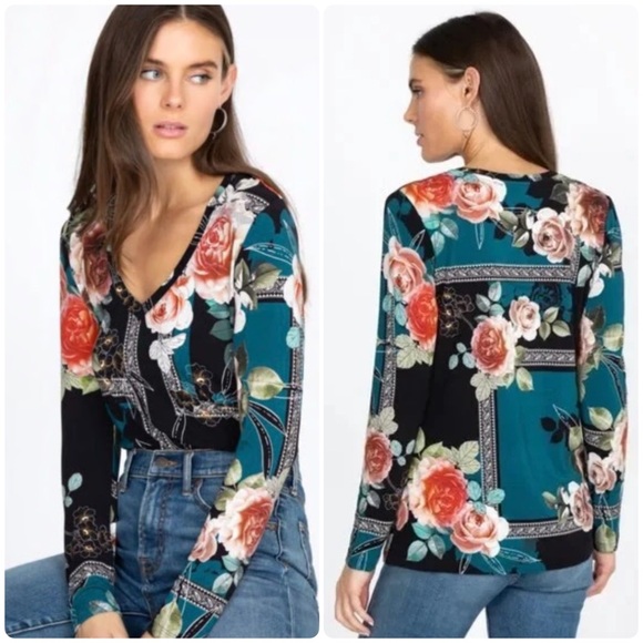 Johnny Was Tops - Johnny Was Rosabel Blouse Favorite Long Sleeve T Shirt Floral Size Medium